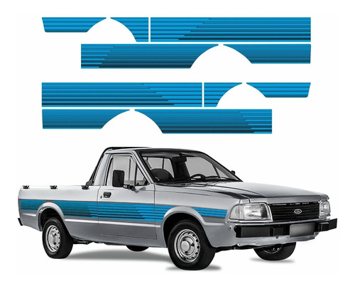 Kit Adesivo Faixa Lateral Ford Pampa 94 Azul