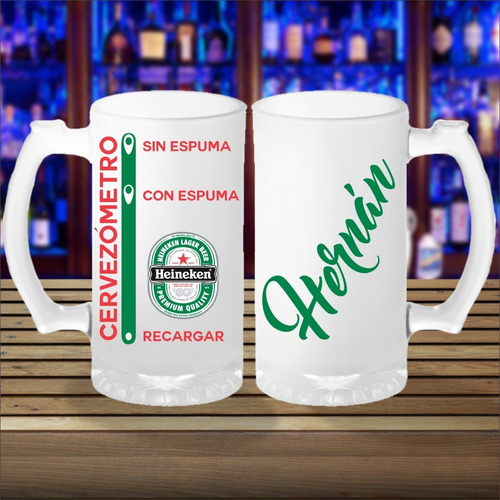 Jarra De Cerveza Personalizada De Heineken Con Cervezómetro