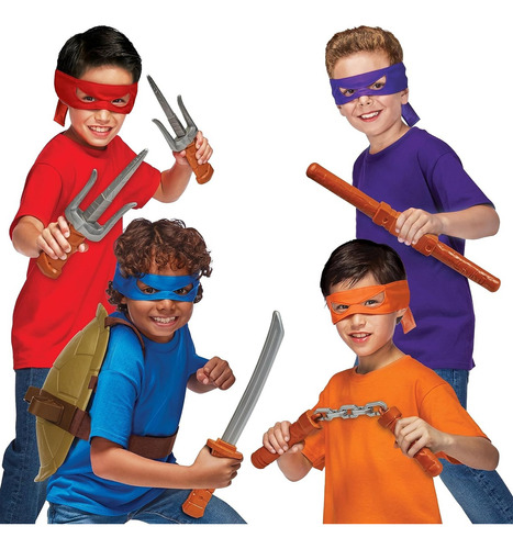 Tortugas Ninja Set De Combate Armas Disfraz Muñeco Playmates