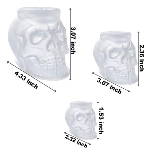 Juego De Moldes De Resina Resinworld Calavera 3d Grandes Med