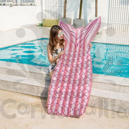 Inflable Cola Sirena Rosa Colchon Flotador Alberca Salvavida