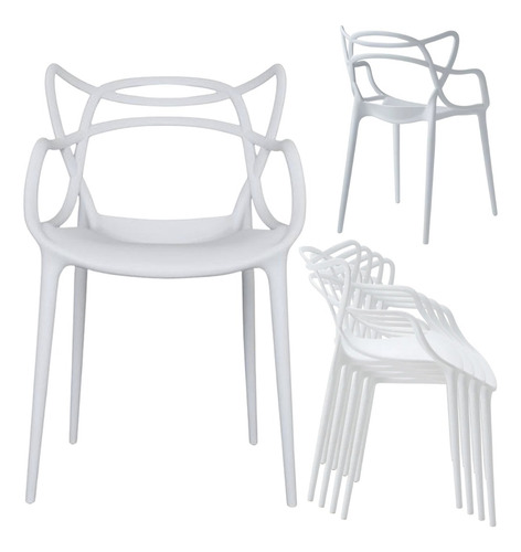 Set 6 Sillas Master Moderna Comedor E Interiores Inmatmex Estructura De La Silla Blanco Asiento Blanco Diseño De La Tela Blanco