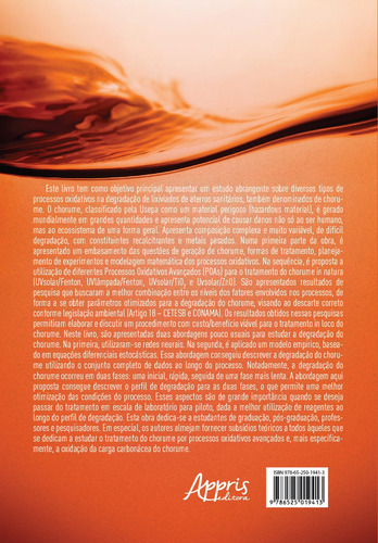 Processos Tecnológicos e Modelagens Matemáticas de Oxidação de Percolados de Aterros Sanitários, de Filho, Hélcio José Izário. Editorial Appris Editora e Livraria Eireli - ME, capa mole em português, 2021