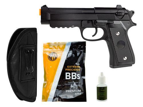 Pt92 Taurus Air Soft Mola + Coldre Couro Preto + Bbs + Óleo