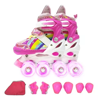 Patines Ajustables De 4 Ruedas Luminosas Para Niños