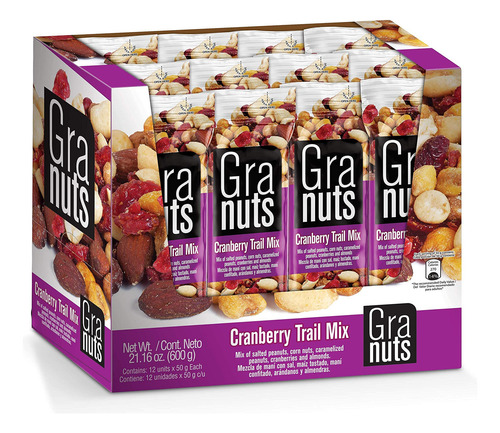 Mezcla De Frutos Secos Y Arándanos Snack 4 Paquetes 50 G