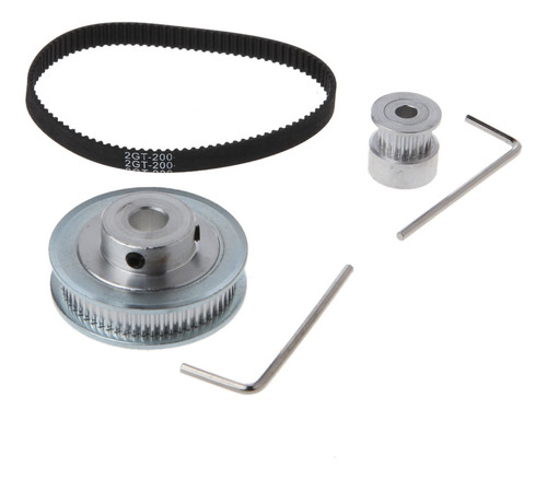 Polea De 200 Mm Con Correa Dentada Gt2, 20 Dientes Y 60 En T