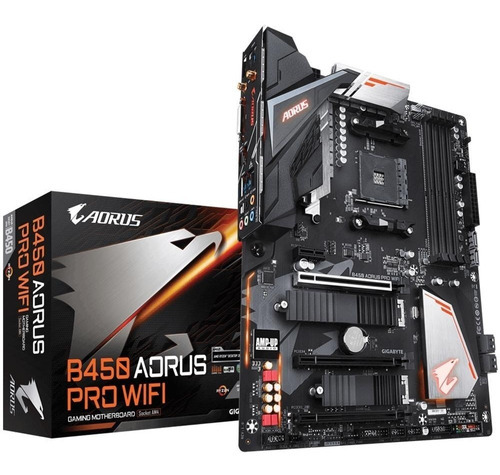 Placa Mãe Gigabyte B450 Aorus Pro Wifi Amd Am4 Ddr4 Ryzen Cor Preto