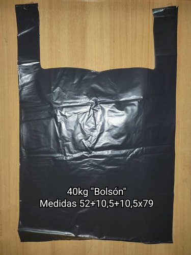 Bolsas Negras 40 Kilos Extra Fuerte Con Asas Tipo Camiseta