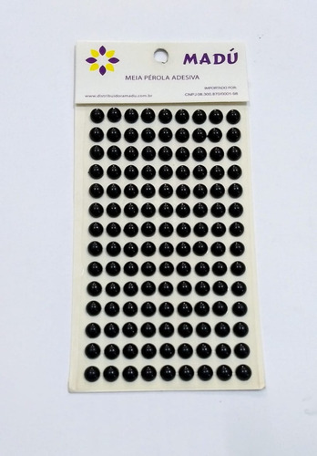 Imagem 1 de 1 de Meia Pérola Adesiva 8 Mm Preta 126 Peças