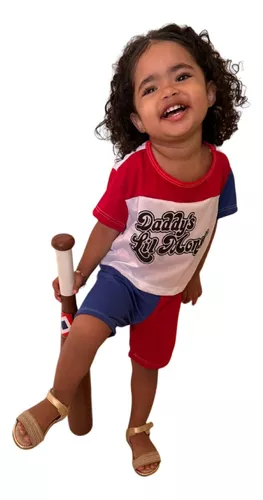 Fantasia Infantil Alerquina Roupa Harley Quinn Com Taco