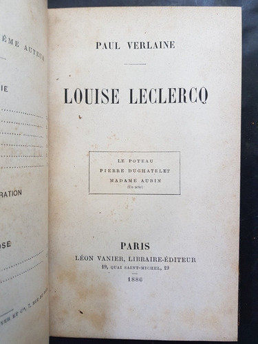 Louise Leclerco. Paul Verlaine. 50n 890
