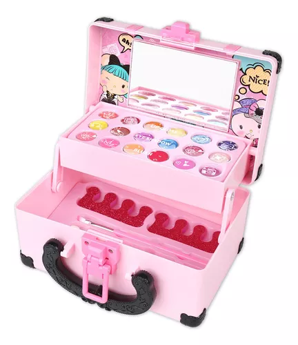 Kit de maquillaje para niñas de 3, 4, 5, 6, 7, 8, 9 y 10 años, juego de  belleza lavable con estuche de cosméticos, para niñas pequeñas