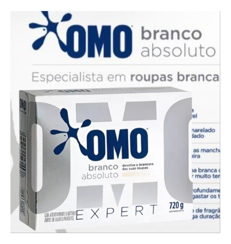 Lava Roupas Em Pó Omo Branco Absoluto Expert 720g C/12 Und
