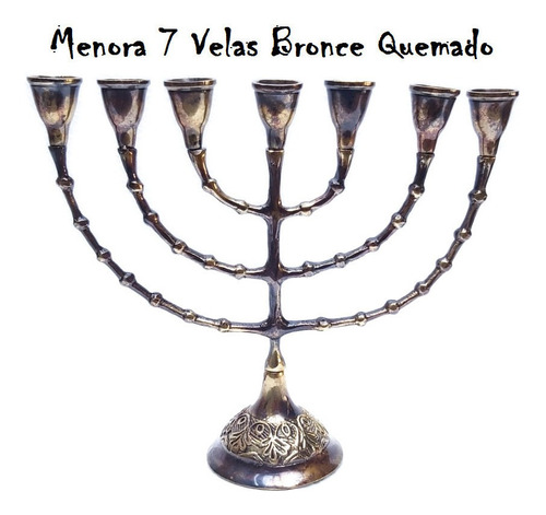 Candelabro Menora De 7 Velas En Bronce Quemado