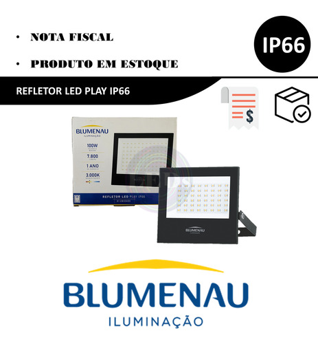 Kit 10 Refletor Led 100w Branco Quente 3000k Ip66 Amarela