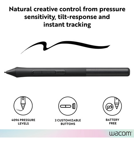 Bolígrafo Wacom Lp1100k 4k Para Tableta Intuos, Color Negro