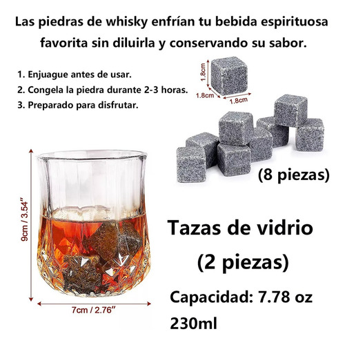 Juego 15 Piezas Regalo Piedra Para Whisky Vasos De Cristal