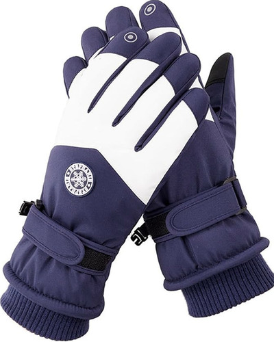 Guantes Para Hombre Nieve Impermeables Pantalla Táctil Azul Y Blanco