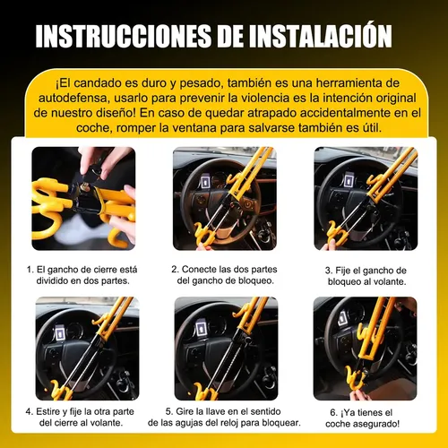 Bastón De Seguridad Para Volante De Automóvil Antirrobo