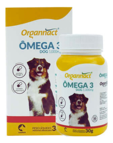 Ômega 3 Dog 1000mg Organnact Para Cães