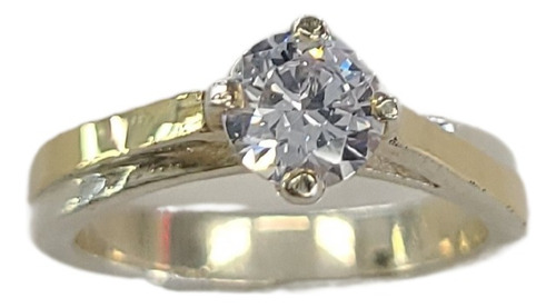 Anillo De Compromiso Plata Con Oro 18kl Solitario