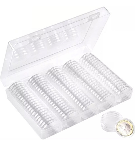 Cápsulas Para Monedas De 100 Piezas Con Caja De Almacenamien
