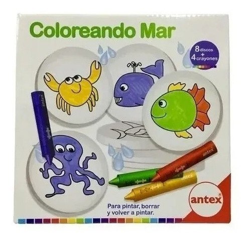 Imagen 1 de 5 de Coloreando En El Agua Mar Juego Crayones De Agua Antex