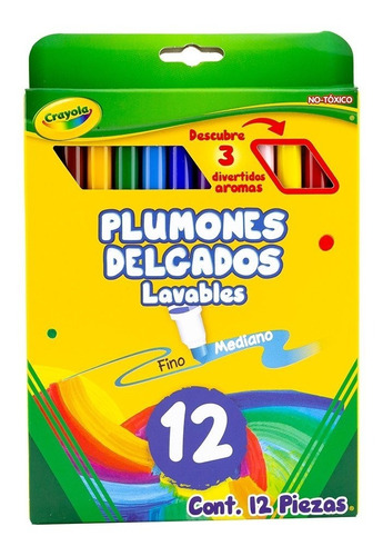 Crayola 12 Plumones Super Tips Delgados Lavables Fino-medio