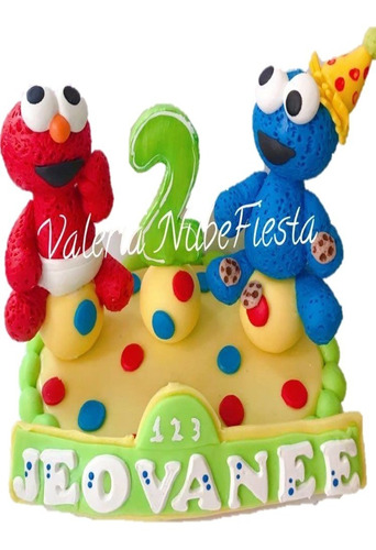 Cake Topper Elmo Comegalleta Plaza Sesam Vela Pasta Francesa