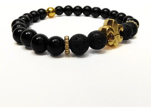 Pulsera De Hombre Lava Flor De Lis Dorada