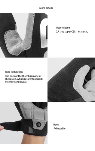 Guantes Rockbros Largos Ciclismo Invierno Con Polar Letras Negro S