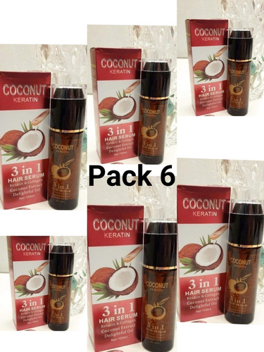 Pack 6 Aceite De Coco Con Keratina Reparación Cabello Maltra