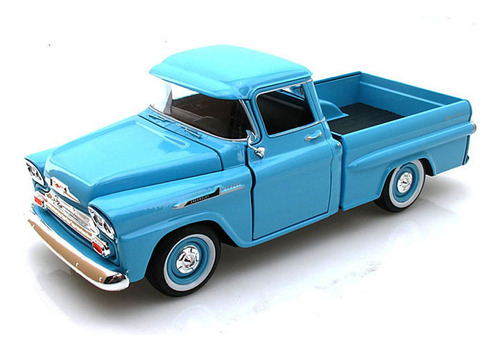 Camioneta Chevy Apache Fleetside 1958, Color Azul Claro, Mot