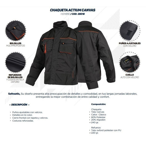 Chaqueta Actium Canvas Gris Oscuro / Upteck