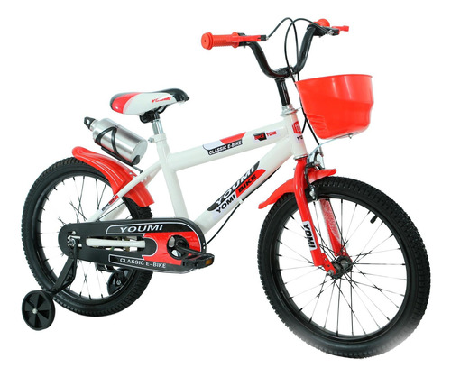 Bicicleta Urbana Infantil Rodada 18 Con Rueditas Y Canasto