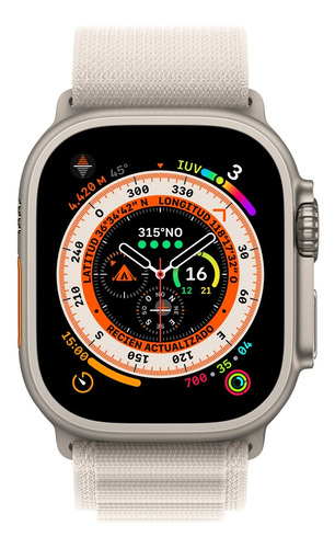 Imagen 2 de 9 de Apple Watch Ultra GPS + Celular - Caja de titanio 49 mm - Correa Loop Alpine Blanco estelar - M