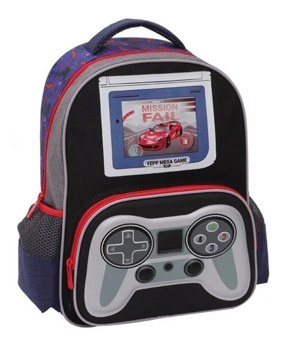 Mochila Infantil Meninos Vídeo Game Manete Costas Tam M Yepp Cor Preto/com Colorido Desenho do tecido Gamer Yepp