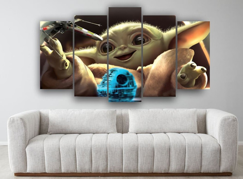 Cuadro Baby Yoda Grogu Star Wars Decoración De 5 Piezas - 01