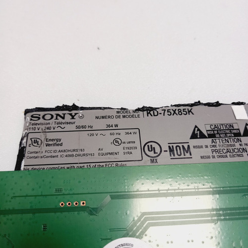 Tarjeta T-com Para Pantalla Sony Modelo Kd-75x85k (Usado)
