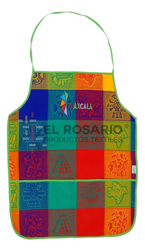 Mandil Artesanal Mexicano - Pedido Personalizado Color Colorín Limón Diseño De La Tela Prehispanica