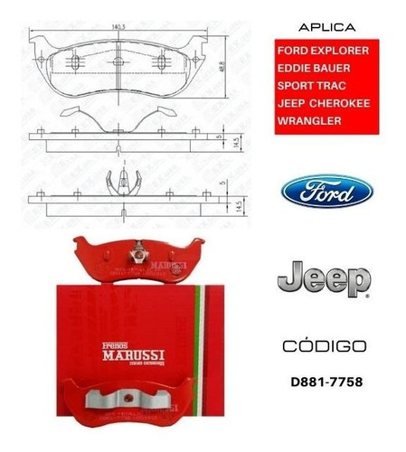 Pastillas Traseras Frenos Ford Explorer Sport 2001-2008