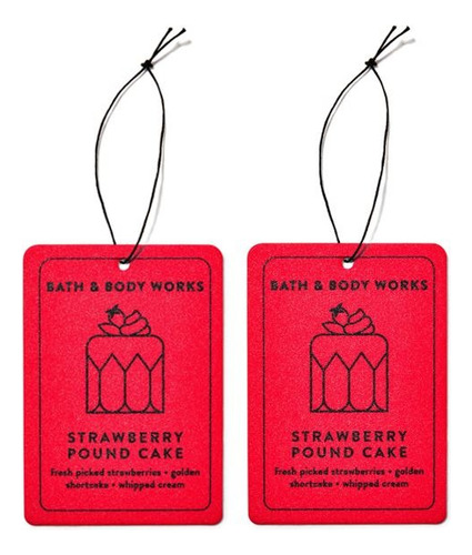 2 Aromatizantes Colgantes Para Auto Bath And Body Works Strawberry Pound Cake