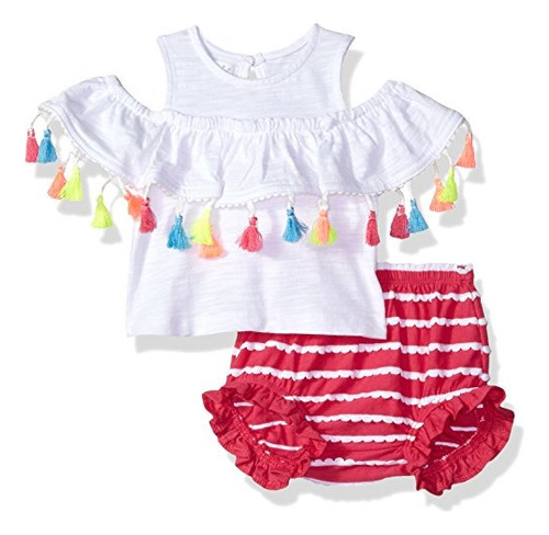 Mud Pie Baby Girls Tassel Pinafore Cold Shoulder Juego De 2