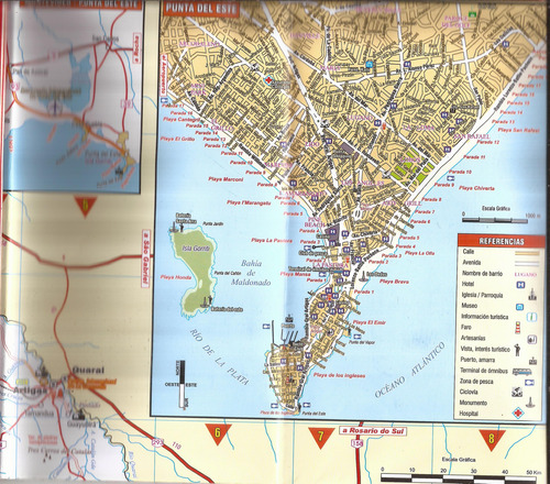 Mapa De Uruguay Incluye Punta Del Este 81 Por 57 Cm