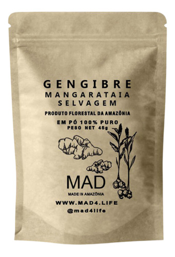 Gengibre Mangarataia Selvagem Em Pó Orgânico Mad 44g