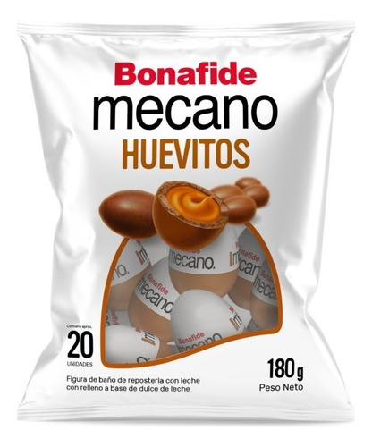 Huevitos de chocolate con dulce de leche Bonafide Mecano 20 unidades 180g