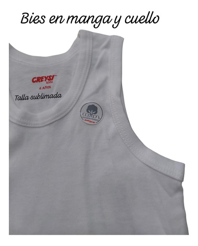 Baby Creysi Mod. 58 Camiseta Lisa Algodon Niño 3 Piezas Blanco 6