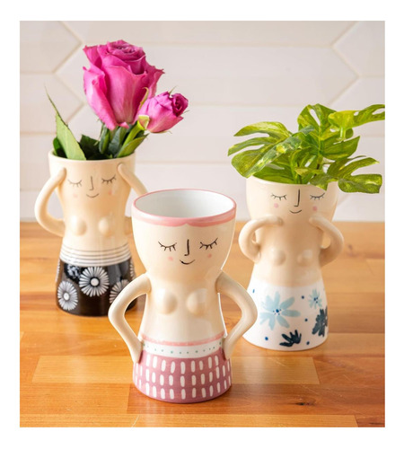 Reyna Busty Lady Vase Blue Floral Blue Floral.