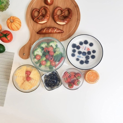 Imagen 7 de 9 de Tapas Silicona 24x1 Colores Sellado Alimento Fresco